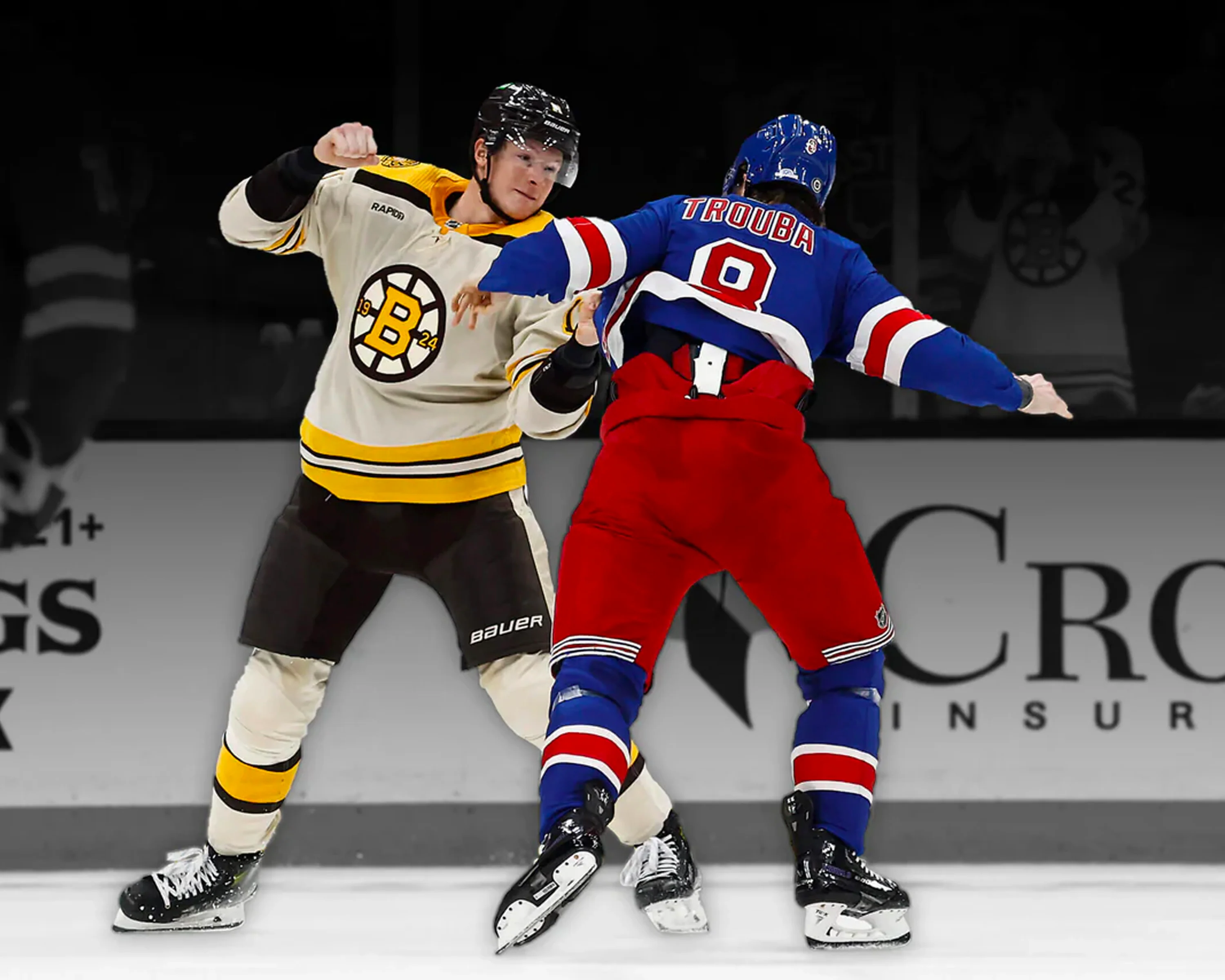 Trent Frederic Fighting Action Boston Bruins Hockey Photo - Image 2