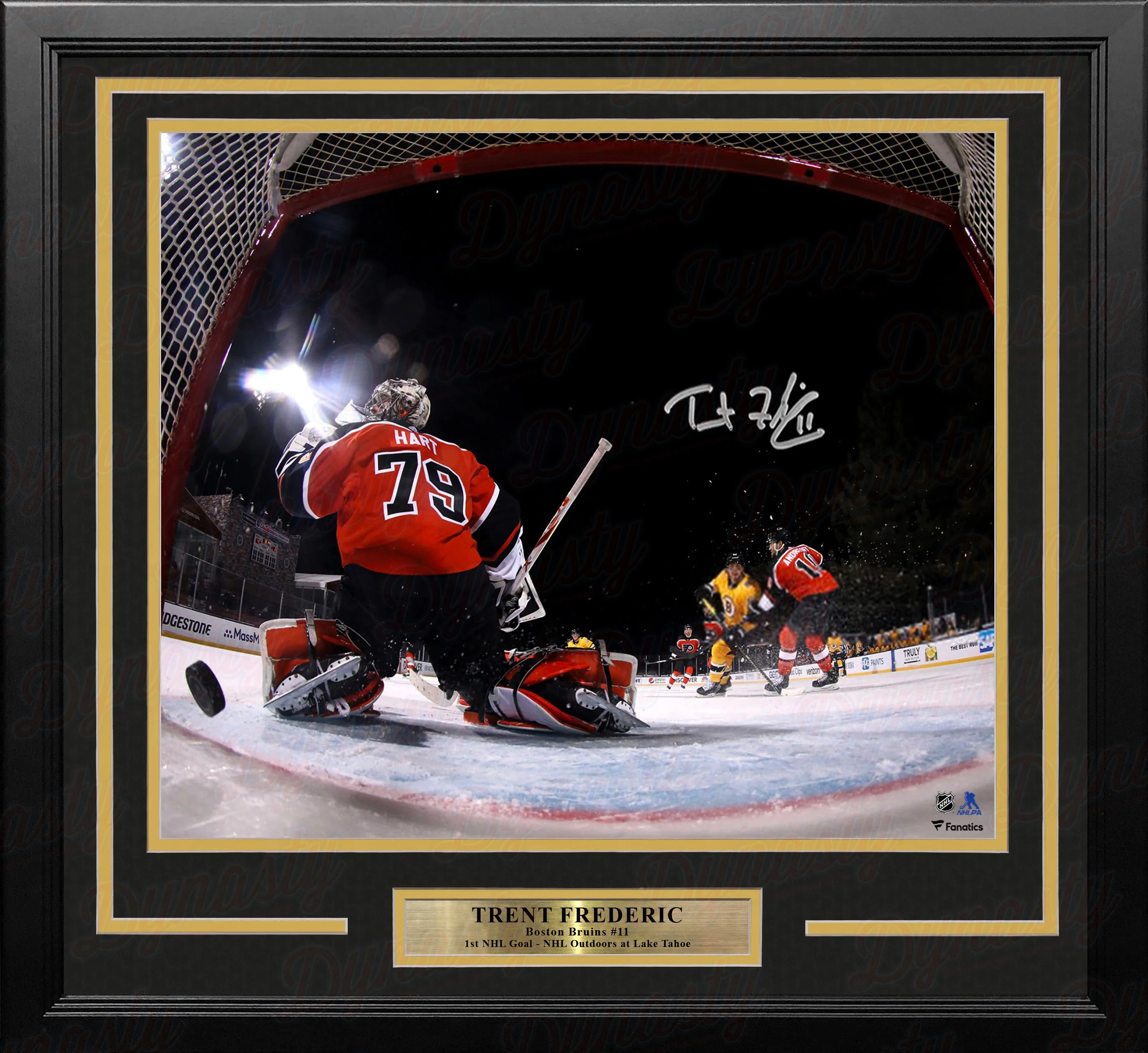 Trent Frederic First NHL Goal Boston Bruins Autographed 11" x 14" Framed Hockey Photo - Image 2