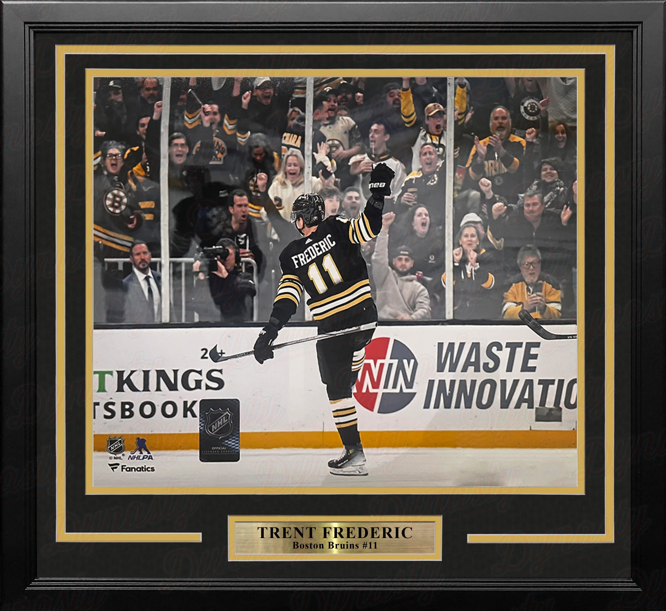 Trent Frederic Goal Celebration Boston Bruins 16" x 20" Framed Hockey Photo - Image 2