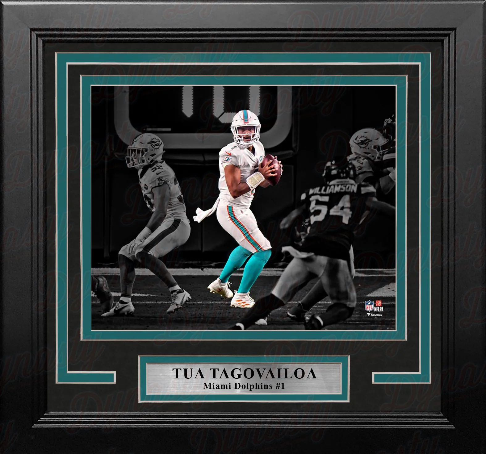 Tua Tagovailoa in Action Miami Dolphins 8" x 10" Framed Blackout Football Photo