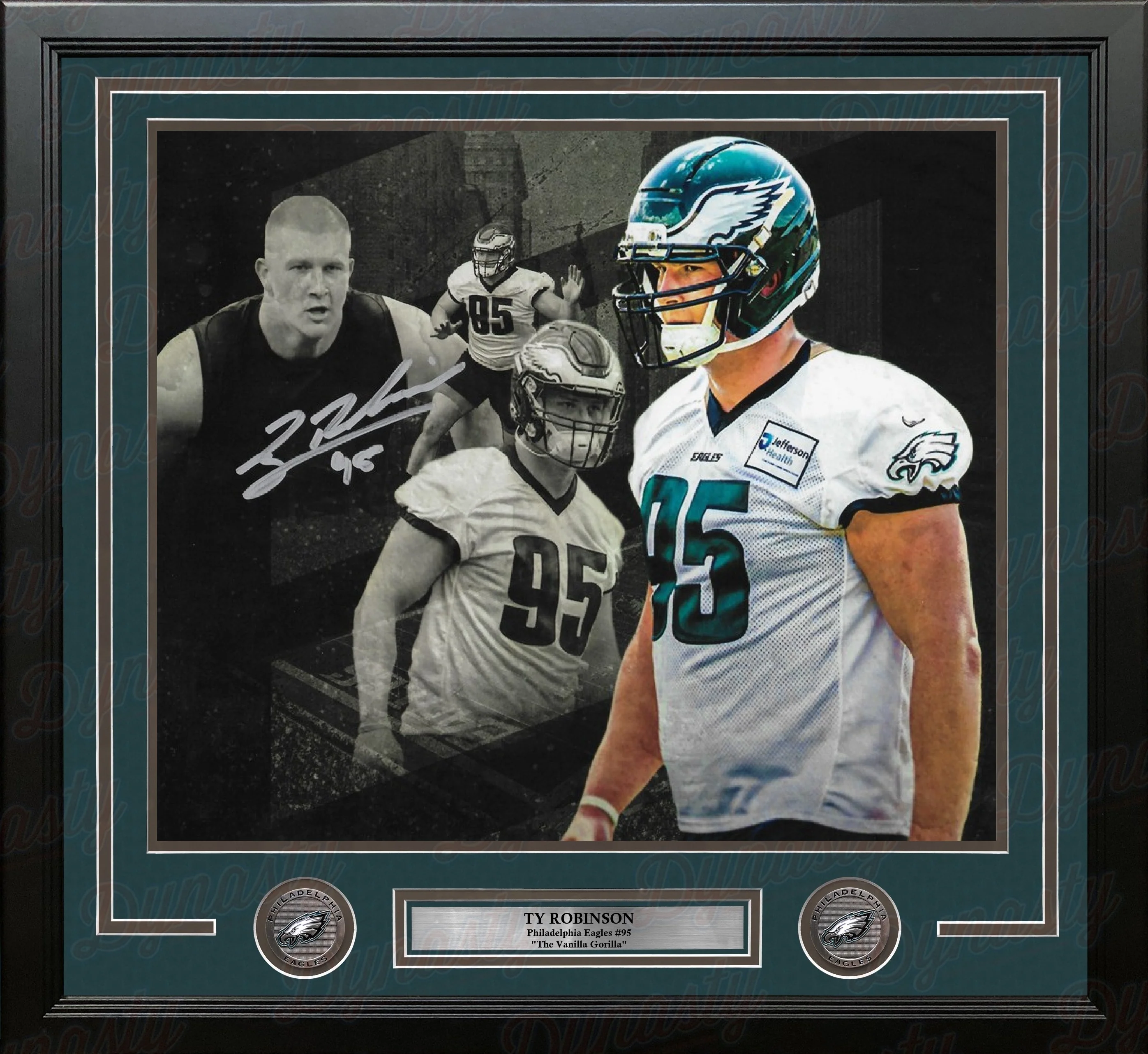 Ty Robinson Philadelphia Eagles Autographed 11" x 14" Framed Collage Football Photo