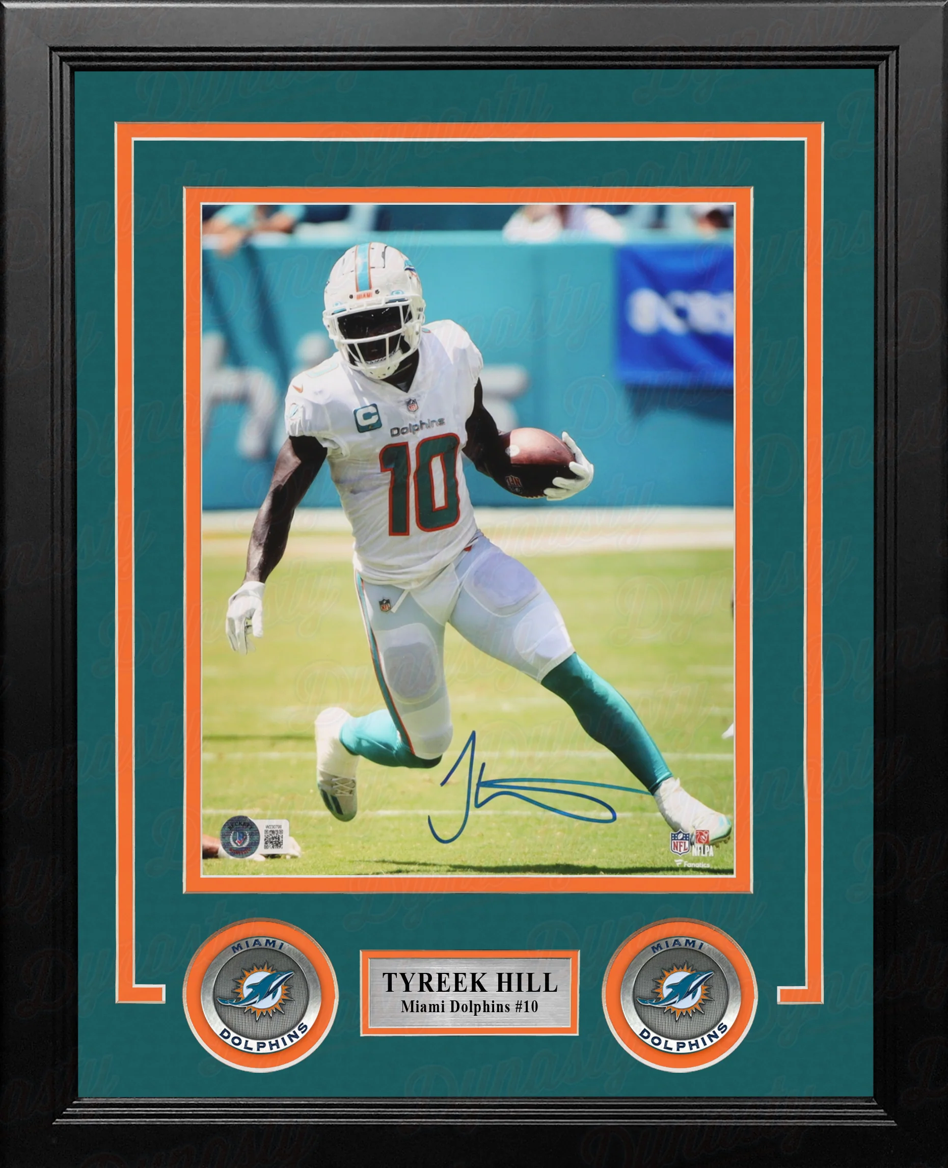 Tyreek Hill in Action Miami Dolphins Autographed 8" x 10" Framed Football Photo