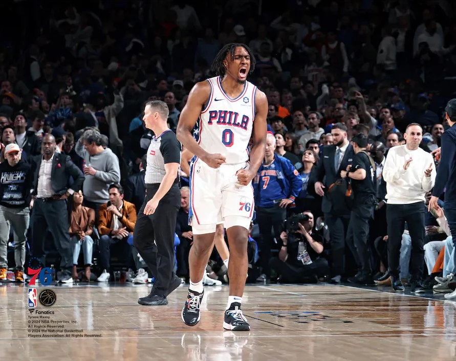 Tyrese Maxey Playoff Celebration Philadelphia 76ers 8" x 10" Basketball Photo - Image 2