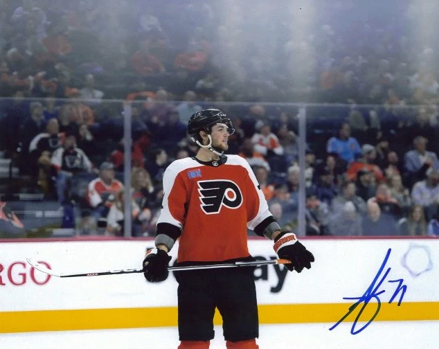 Tyson Foerster in Orange Autographed Philadelphia Flyers 8" x 10" Hockey Photo