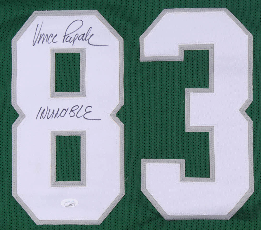 Vince Papale Philadelphia Eagles Autographed Kelly Green Throwback Jersey Inscribed Invincible - Image 2
