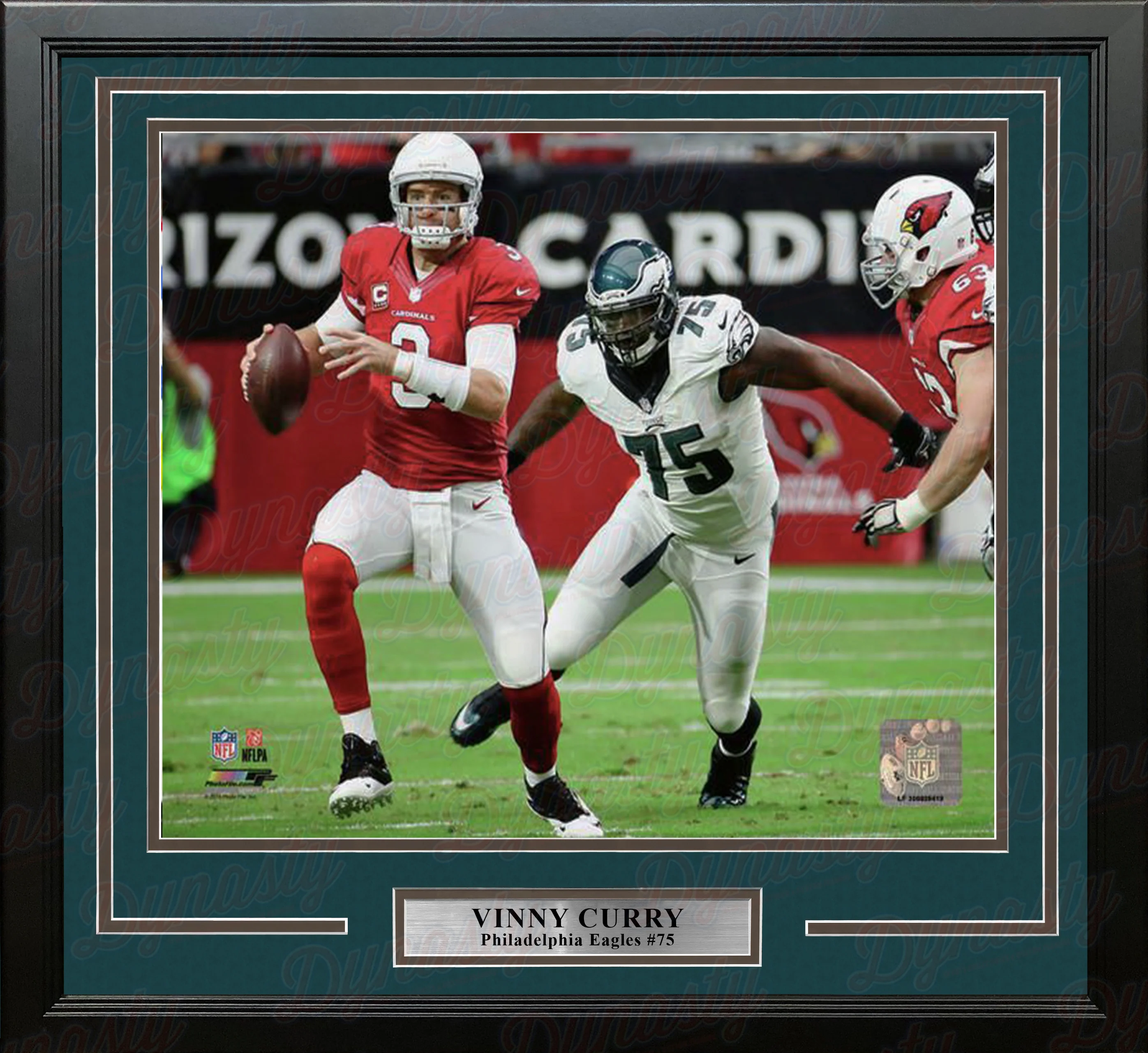Vinny Curry in Action Philadelphia Eagles Framed Football Photo - Image 2