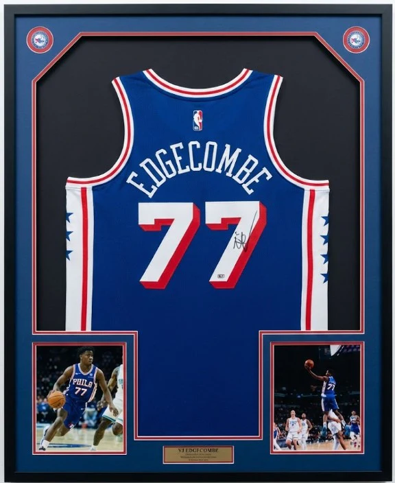 VJ Edgecombe Philadelphia 76ers Autographed Framed Royal Blue Basketball Jersey
