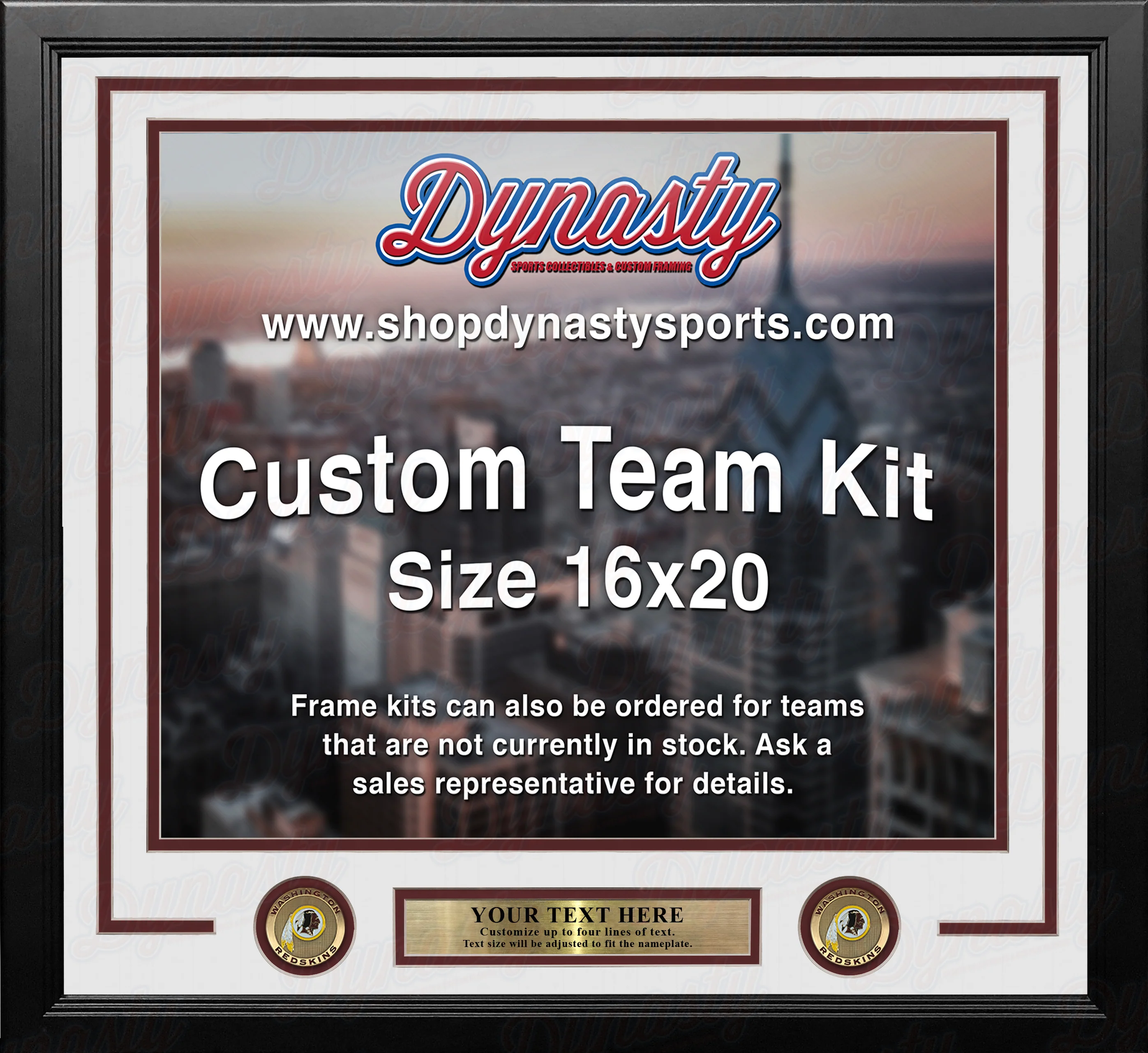 Washington Redskins Custom NFL Football 16x20 Picture Frame Kit (Multiple Colors) - Image 3