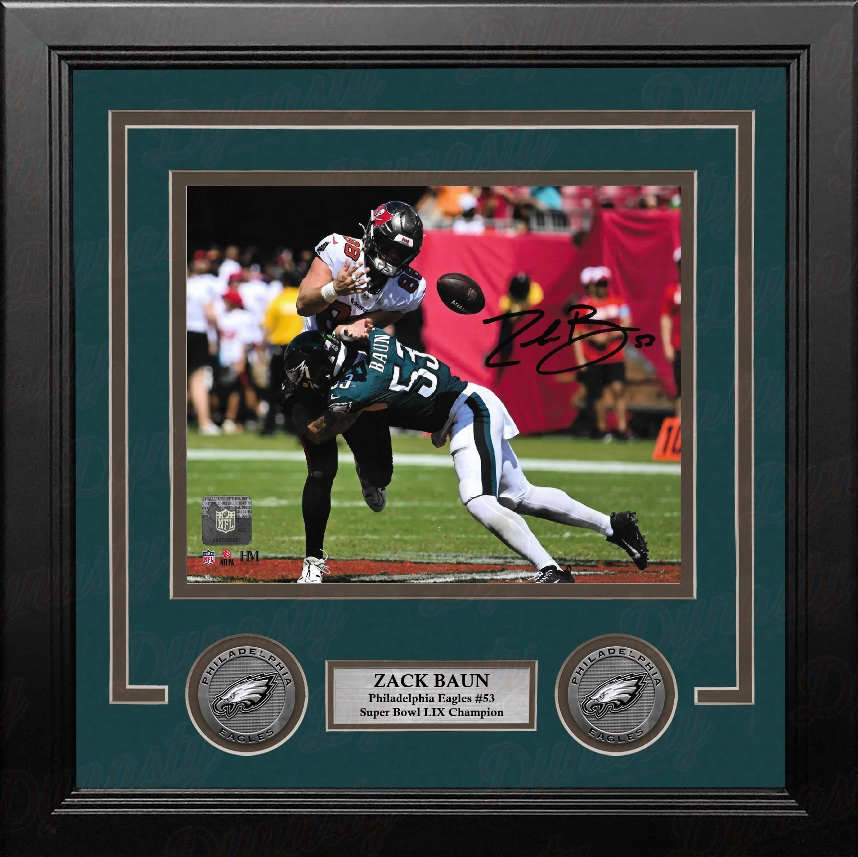 Zack Baun Tackling Action Philadelphia Eagles Autographed 8" x 10" Framed Football Photo