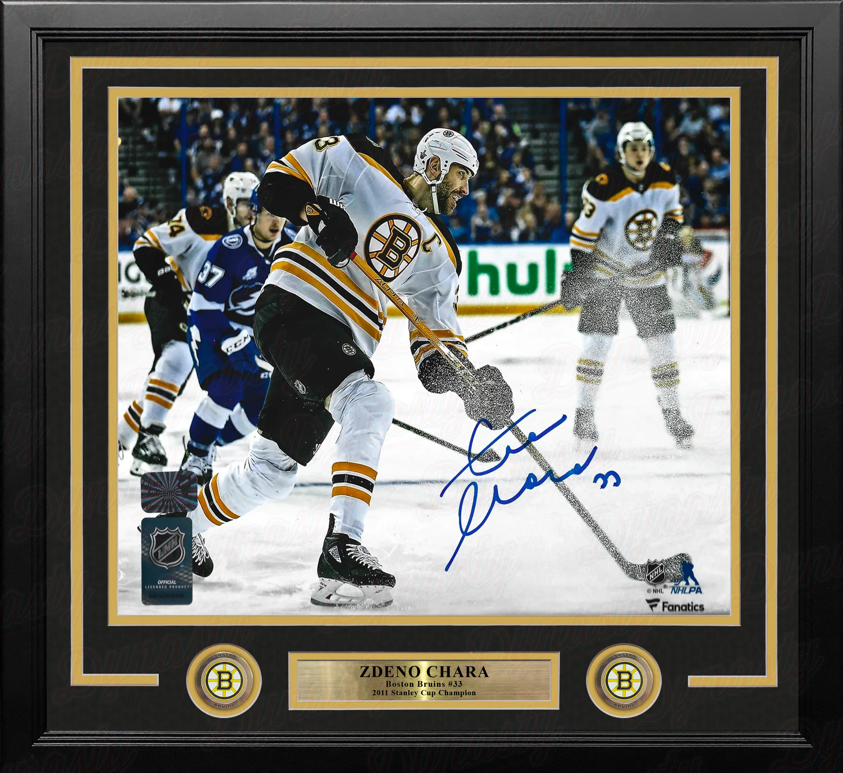 Zdeno Chara in Action Boston Bruins Autographed 11" x 14" Framed Hockey Photo - Image 2